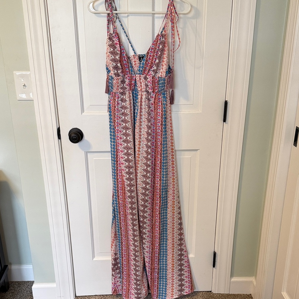 Lulu's Pink and Blue Maxi Dress